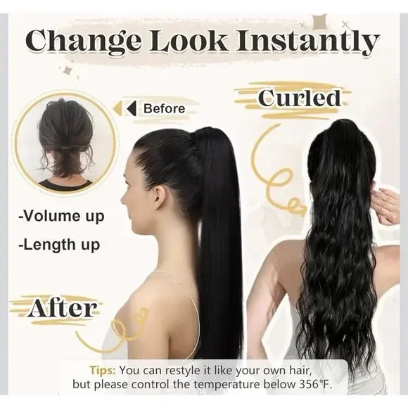 Human Hair Ponytail Extension with Claw Clip, 18”, 113g  display picture 1